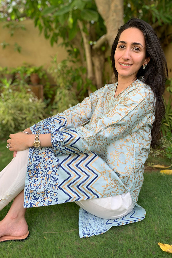 Block Print Blue Kurta